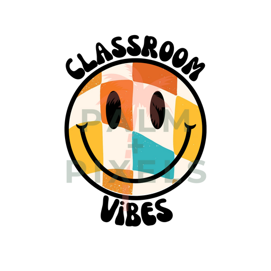Classroom Vibes Retro Smiley Face SVG PNG